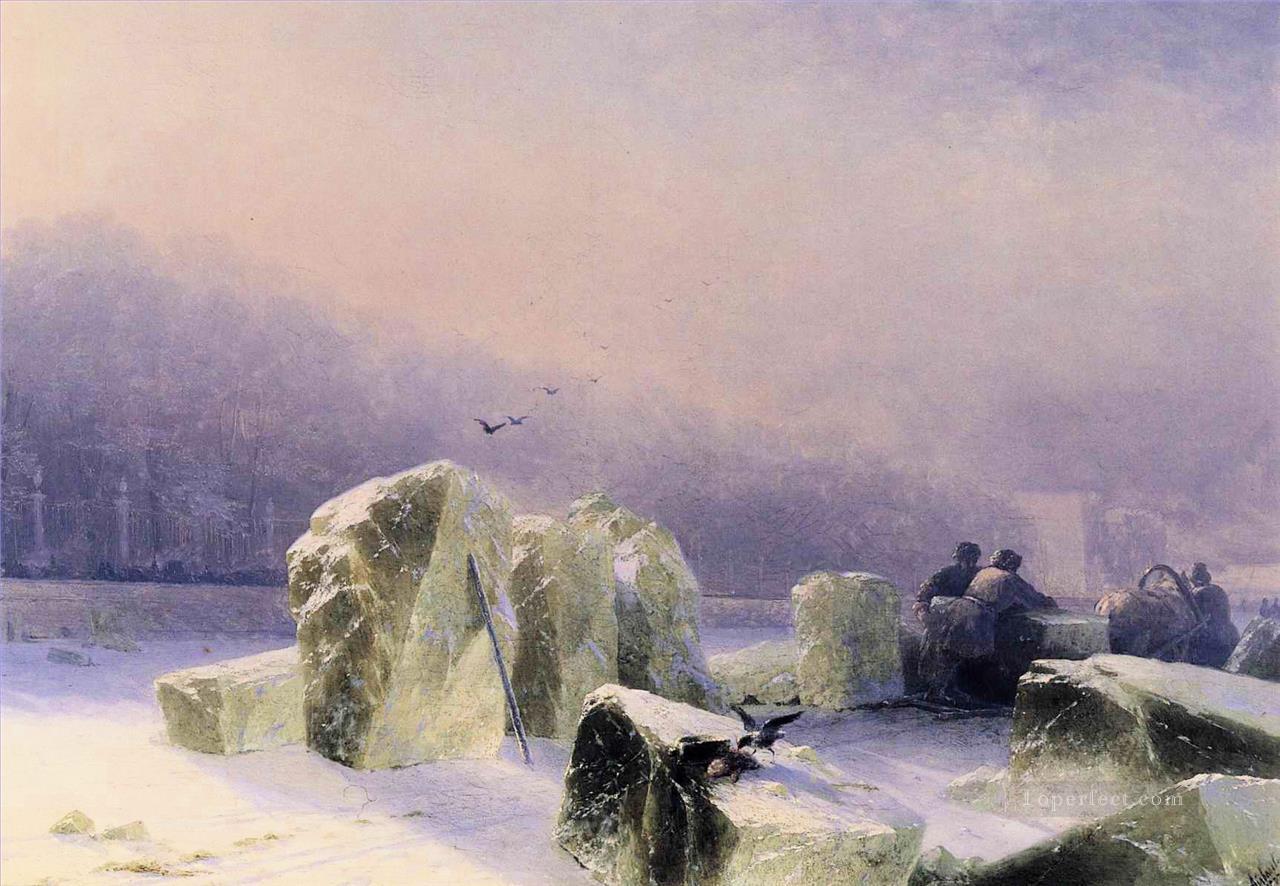 Rompehielos en el Neva congelado en San Petersburgo Ivan Aivazovsky Pintura al óleo